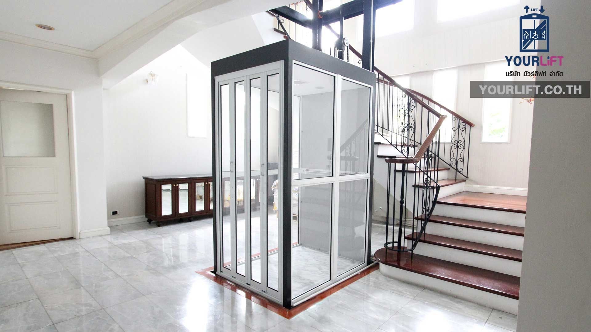 ตัวอย่างผลงานการติดตั้งลิฟท์บ้านรุ่นมาตรฐาน