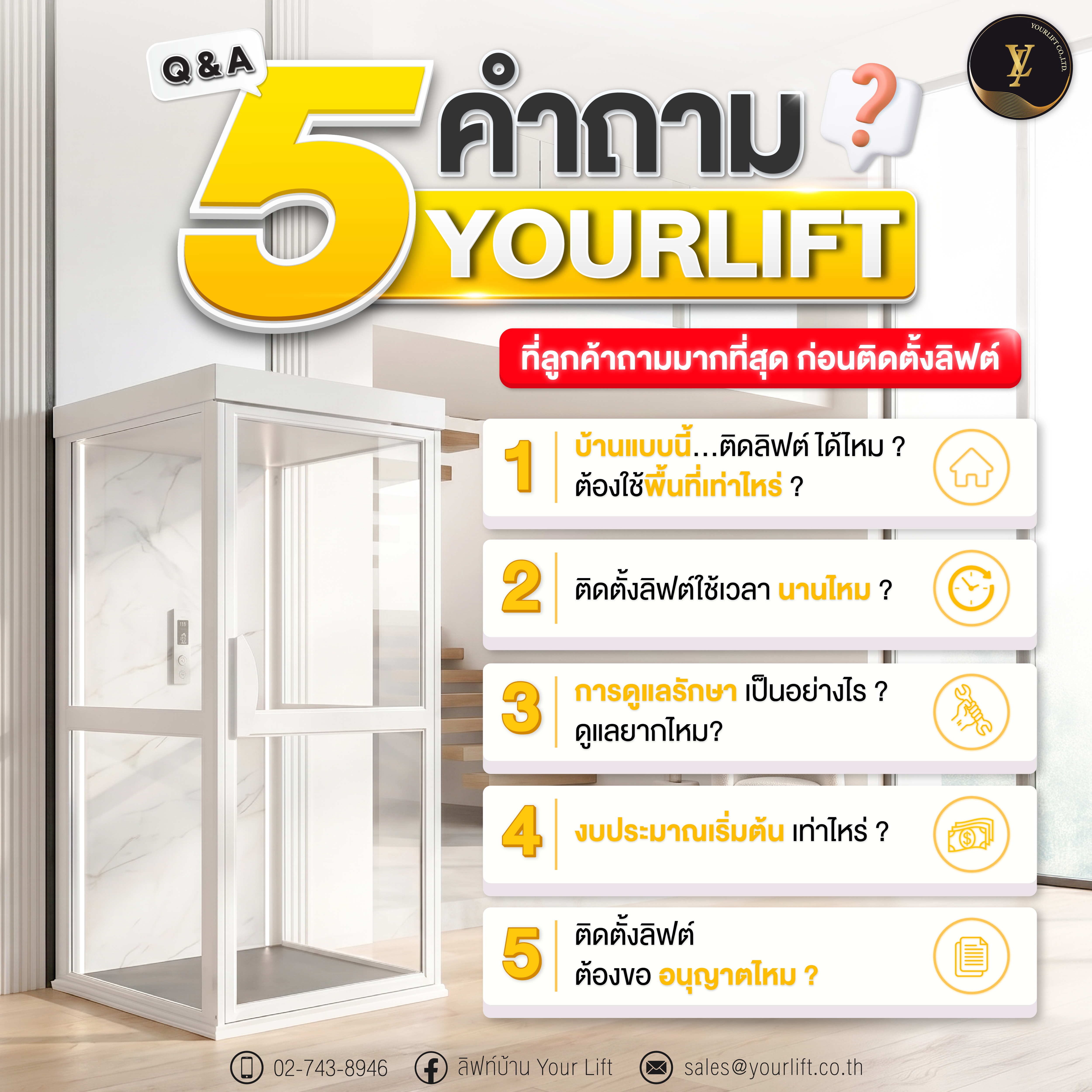 5 คำถาม Yourlift ที่ลูกค้าถามมากที่สุด ก่อนติดตั้งลิฟต์